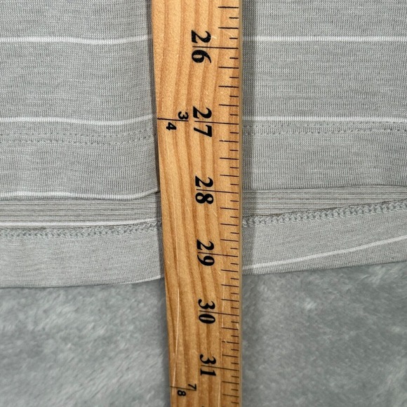 Lululemon Polo Shirt L Gray Striped Short Sleeve *NO SIZE TAG SEE‎ MEASUREMENTS - Picture 4 of 7